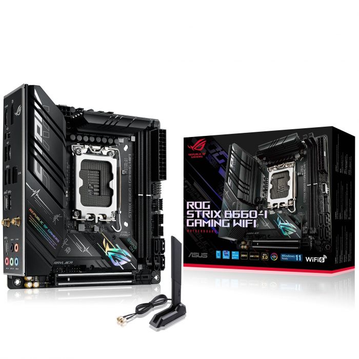 Материнcька плата ASUS STRIX B660-I GAMING WIFI s1700 B660 2xDDR5 M.2 HDMI-DP Wi-Fi BT mITX