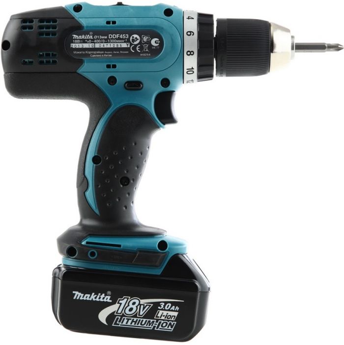 Шуруповерт-дриль Makita DDF453SYX4, акум, 18В, 1.5Ah х 2шт., -400/0-1300 об/хв, 42Нм, 1.6кг, кейс