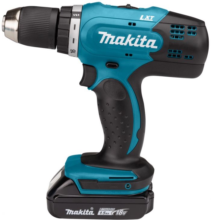 Шуруповерт-дриль Makita DDF453SYX4, акум, 18В, 1.5Ah х 2шт., -400/0-1300 об/хв, 42Нм, 1.6кг, кейс