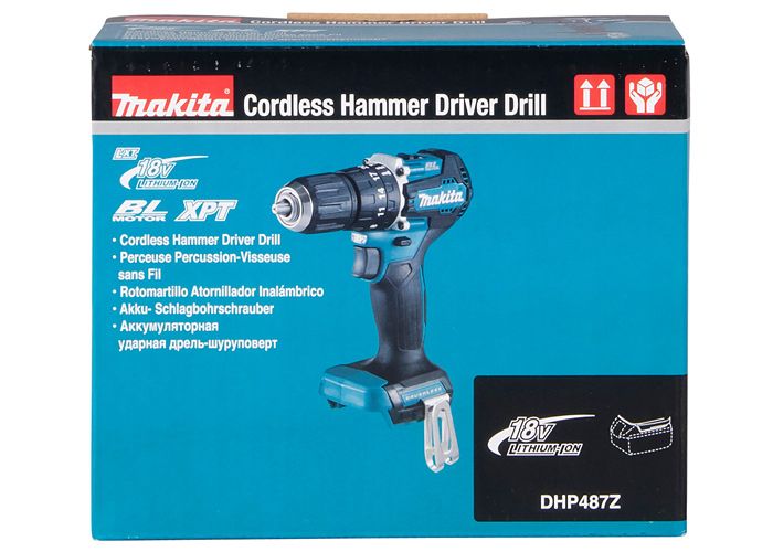 Шуруповерт-дриль Makita DHP487Z, акум, 18В, 0-500/0-1700 об/хв, 40/25Нм, 1.4кг, без АКБ та зарядного пристрою