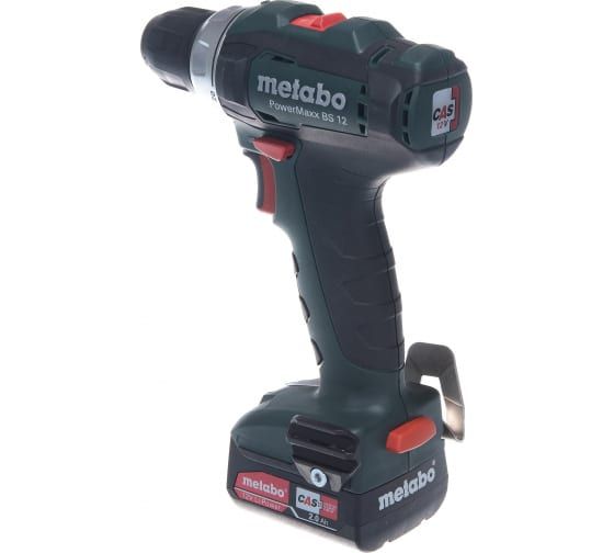 Шуруповерт-дриль Metabo PowerMaxx BS 12, 2х2.0Аг (Slide-in), ЗП SC-30, кейс МС05