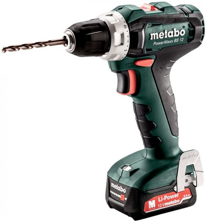 Шуруповерт-дриль Metabo PowerMaxx SB 12 Set, 2x2Aг, кофр, набір приладдя