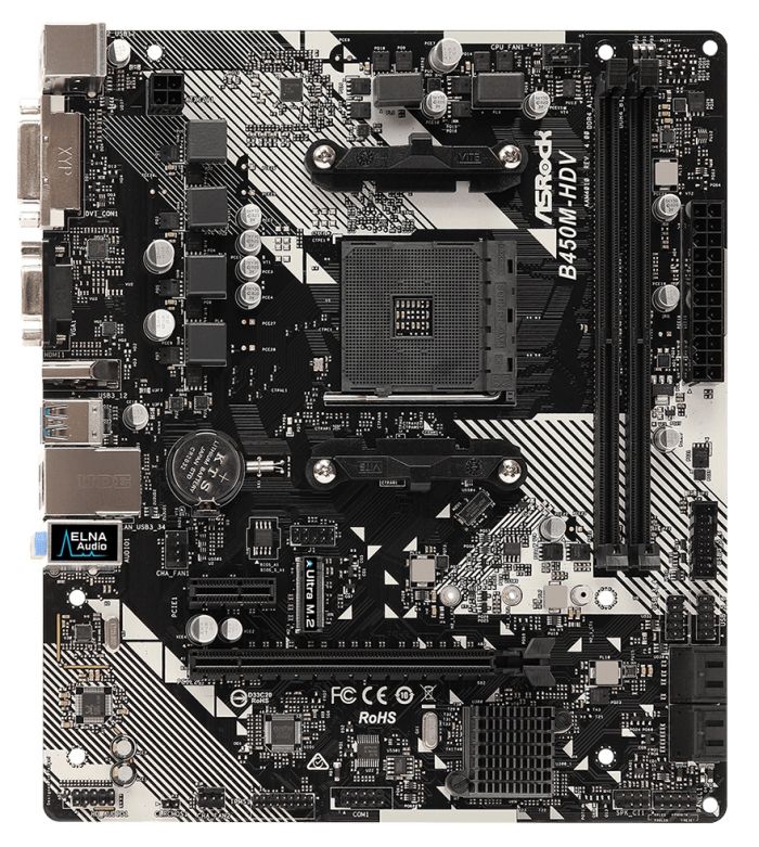 Материнcька плата ASRock B450M-HDV sAM4 B450 2xDDR4, M.2, HDMI-DVI-VGA, mATX