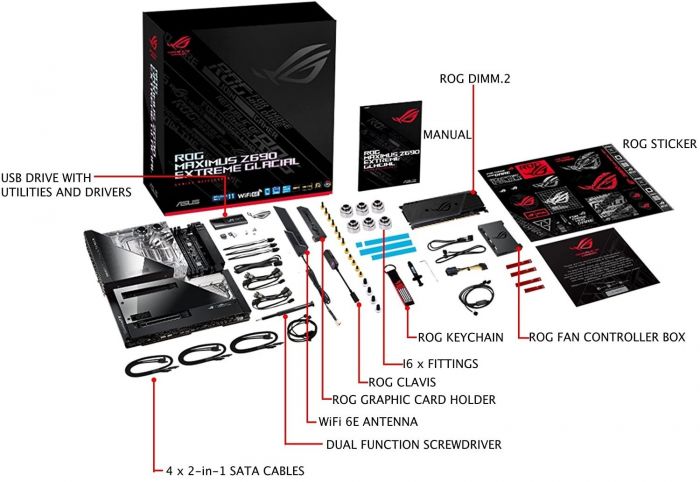 Материнcька плата ASUS MAXIMUS Z690 EXTREME GLACIAL s1700 Z690 4xDDR5 M.2 HDMI-Thunderbolt Wi-Fi BT EATX liquid-cooled