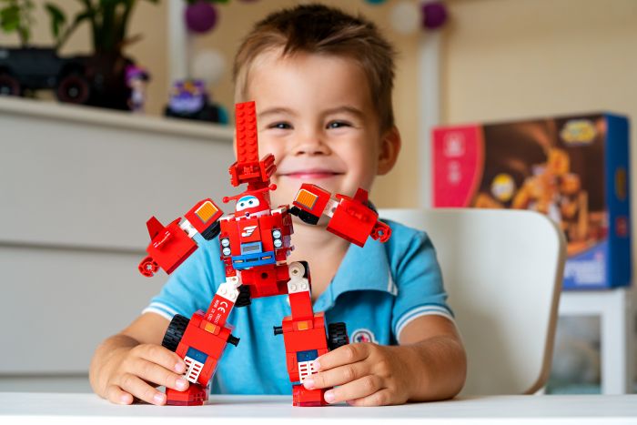 Конструктор-трансформер Super Wings Small Blocks 2-in-1 Buildable Transforming Vehicle Jett, Джетт