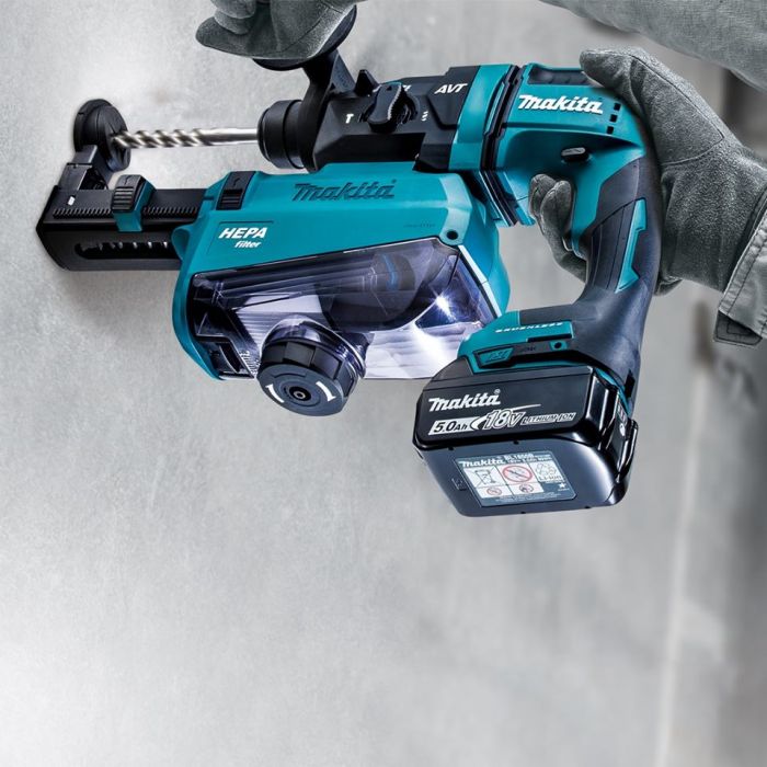 Перфоратор Makita DHR182ZWJ акумуляторний, SDS-Plus LXT, 18В, сист. вид. пилу DX05, кейс Makpac, 2.7 кг, SOLO