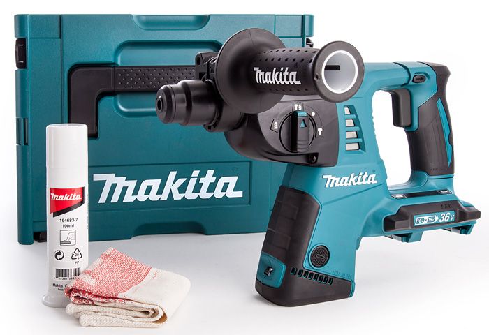 Перфоратор Makita DHR263ZJ акумуляторний, 18В+18В, SDS+, 2.5Дж, 0-1250 об/хв, 4.7 кг, SOLO