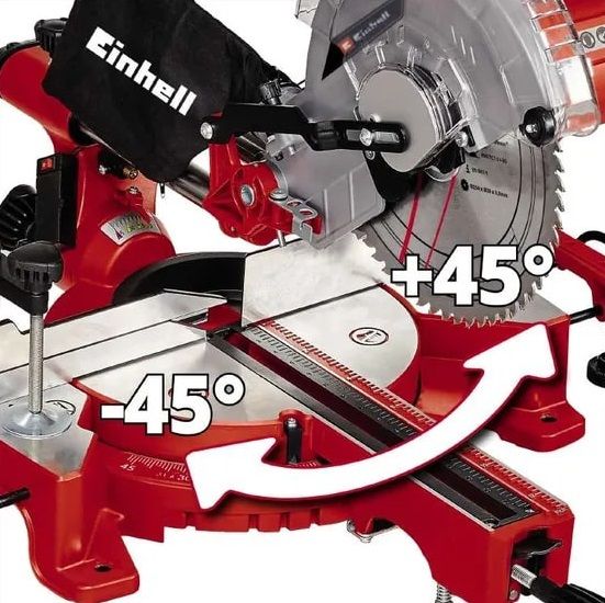 Пила торцовочна з протяжкою Einhell TC-SM 254 - 2B, 1900 Вт, диск 254 мм, лазер, додатковий диск