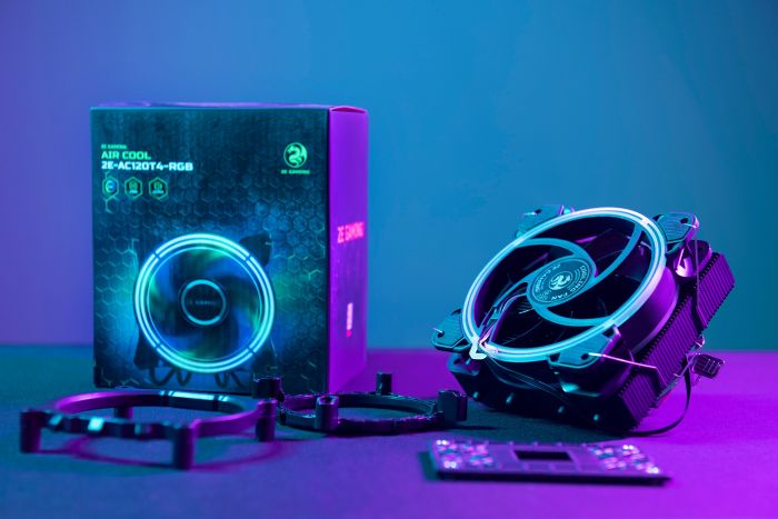 Процесорний кулер 2E GAMING AIR COOL (AC120T4) RGB,775,115X,1366, FM1,FM2,AM2,AM2+,AM3,AM3+,AM4, 120мм, 2510-4 pin, TDP 130W