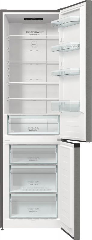 Холодильник з нижн. мороз. камерою Gorenje NRK6202EXL4 200х60х60см, 2 двері, 235( 96)л, А++, NoFrost+ , Зона св-ті, нержав