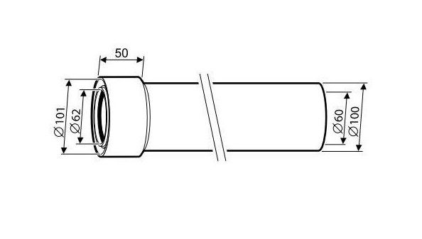 Подовжувач коаксіальний Bosch AZ 392, довжина 1500 мм, діаметр 60/100 мм