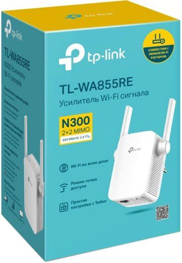 Повторювач Wi-Fi сигналу TP-LINK TL-WA855RE N300 1хFE LAN ext. ant x2