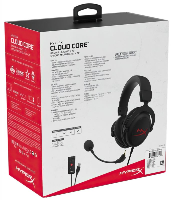 Гарнітура ігрова HyperX Cloud Core (DTS) 3.5mm Black