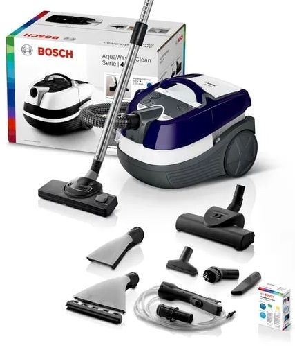 Пилосос Bosch миючий, 1700Вт, 2.5л, вода -5л, НЕРА10, турбощітка, білий