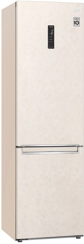 Холодильник з нижн. мороз. камерою LG GW-B509SEUM, 203х68х60см, 2 дв., Холод.відд. - 277л, Мороз. відд. - 107л, A++, NF, Інв., Зона свіжості, Зовнішн. диспл., Бежевий