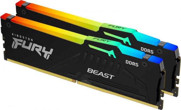 Пам'ять ПК Kingston DDR5 16GB KIT (8GBx2) 5200 FURY Beast RGB