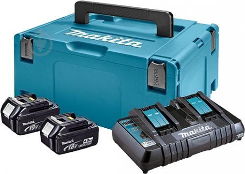 Набір акумуляторів + зарядний пристрій Makita 197504-2, LXT BL1840 x 2шт (18В, 4Ач) + DC18RD, кейс Makpac3