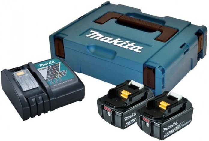 Набір акумуляторів + зарядний пристрій Makita 198116-4, LXT BL1860B x 2шт (18В, 6Ач) + DC18RC, кейс Makpac