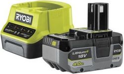 Ryobi Набір акумулятор + зарядний пристрій ONE + RC18120-140X, 18V, 4Aг Ryobi Набір акумулятор + зарядний пристрій ONE + RC18120-140X, 18V, 4Aг