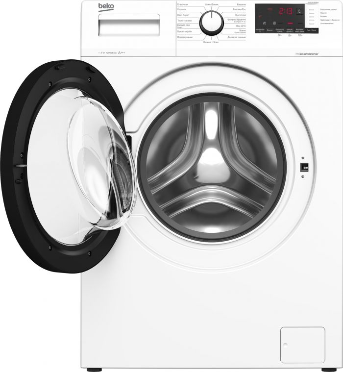 Пральна машина з фронт. зав. BEKO WUE7612IXBW, 7кг, 1200, A+++, 45см, Дисплей, Білий