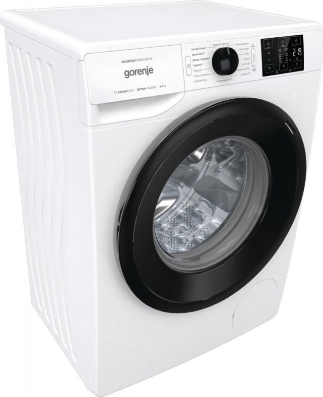 Пральна машина з фронт. загр. Gorenje WNEI72SBS, інверторна, 7кг, 1200, A+++, Пара, глибина 46.5см, Дисплей, Білий