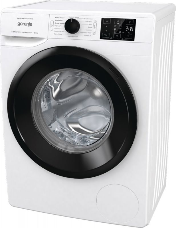 Пральна машина з фронт. загр. Gorenje WNEI82SDS, інверторна, 8кг, 1200, A+++, Пара, глибина 46.5см, Дисплей, Білий