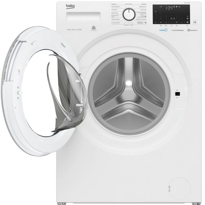 Пральна машина з фронт. зав. BEKO WUE6536XSW, 6кг, 1000, A+++(-10%), Пара, 45см, Дисплей, Білий