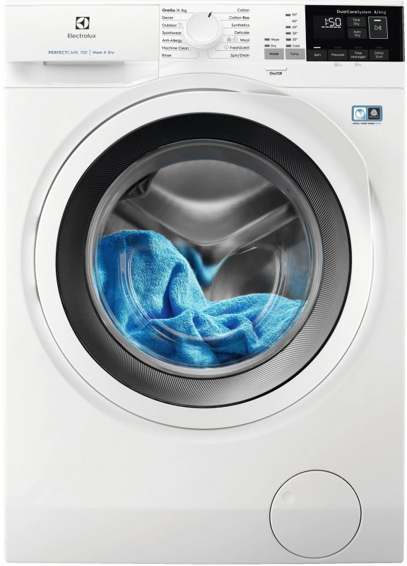 Прально-сушильна машина Electrolux EW7W4684WU, 8кг (4кг), 1600, A, Пара, глибина 55см, Дисплей, Білий