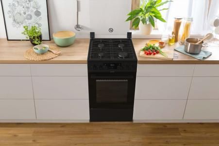 Плита Gorenje MEKS514B/комбінов./електр. программатор/ 50х60/ газ.контр/гриль/електроподж/чугун.реш/чорний