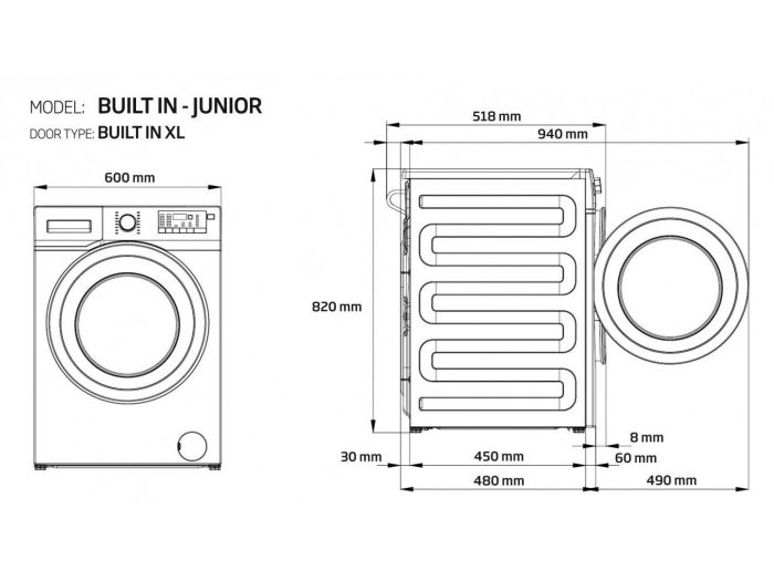 Вбудовувана пральна маш. Beko WITV8712X0W - 56см./8 кг./1400 об/15 програм/LED дисплей/А+++