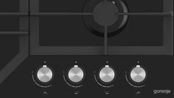 Варильна поверхня Gorenje GT641KB/газ на склі/розжиг/газ-контроль/чугунна реш./чорний