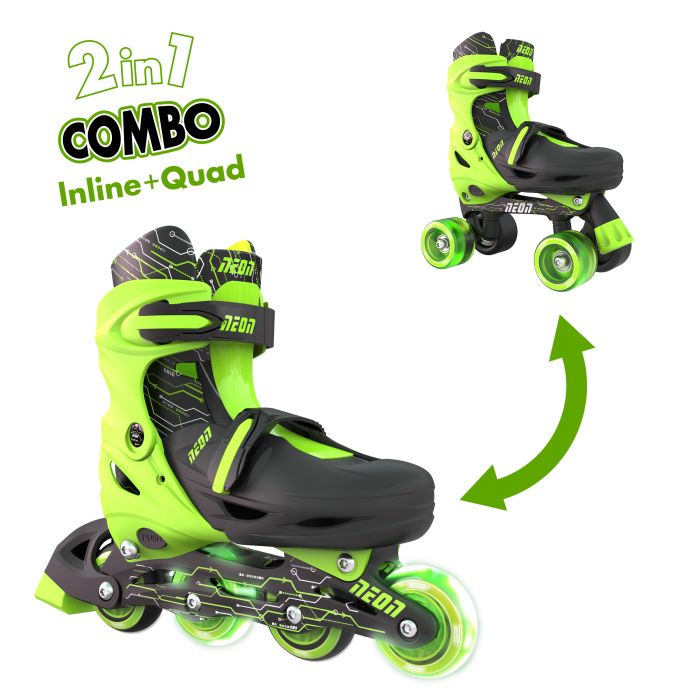 Ролики Neon COMBO SKATES Салатовий (Розмір 34-38)