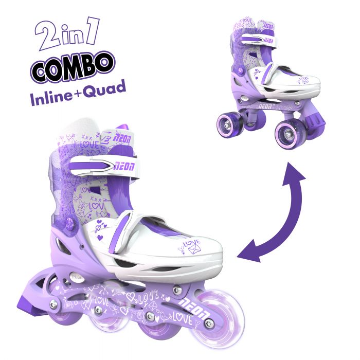 Ролики Neon Combo Skates Фіолетовий (Розмір 30-33)