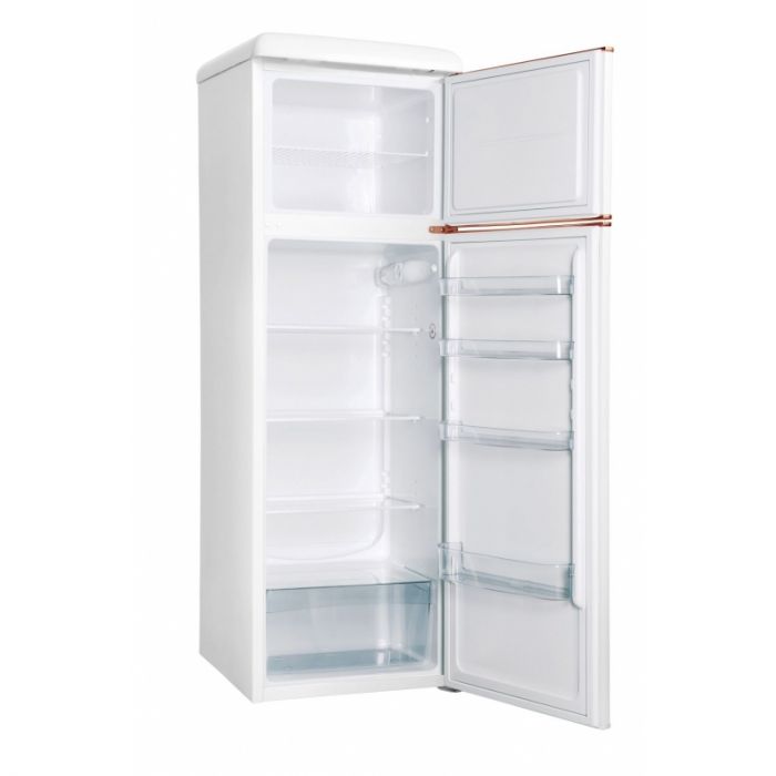 Холодильник Snaige з верхн. мороз., 172.5x63х56, холод.відд.-201л, мороз.відд.-57л, 2дв., A++, ST, retro, білий-мідь