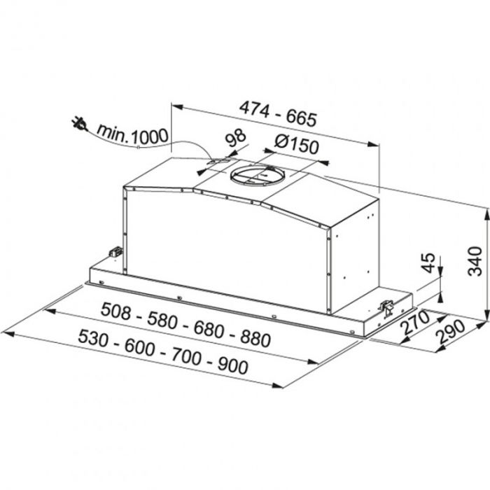 Витяжка вбудована Franke Box Plus FBI FLUSH 702 XS/305.0553.930/ 70 см/3 швид/730 м3.г/ нерж.сталь полірована