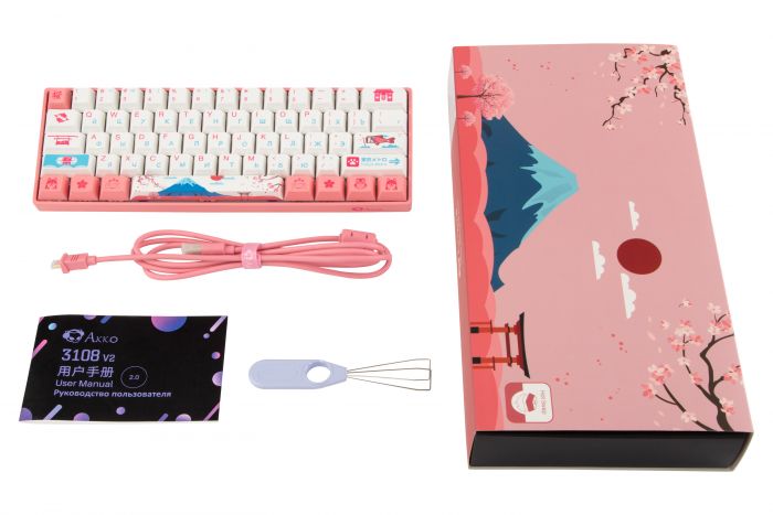 Akko Клавіатура 3061 Sakura R2 Gateron Pink, RU, Pink