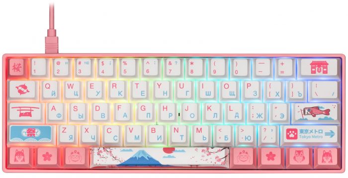 Akko Клавіатура 3061 Sakura R2 Gateron Pink, RU, Pink