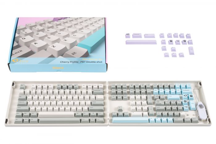 Akko Кейкапи Silent Fullset Keycaps, EU, Blue