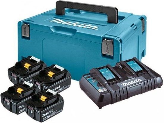 Набір акумуляторів + зарядний пристрій Makita 198091-4, LXT BL1860B x 4шт (18В, 6Ач) + DC18RD, кейс Makpac 3