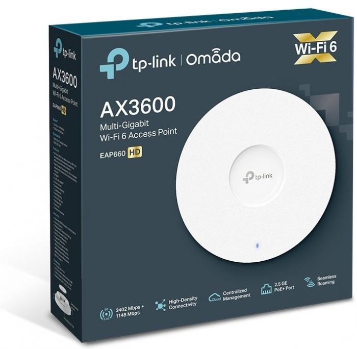 Точка доступу TP-LINK EAP660 HD AX3600 1x2.5GE LAN PoE MU-MIMO стел.