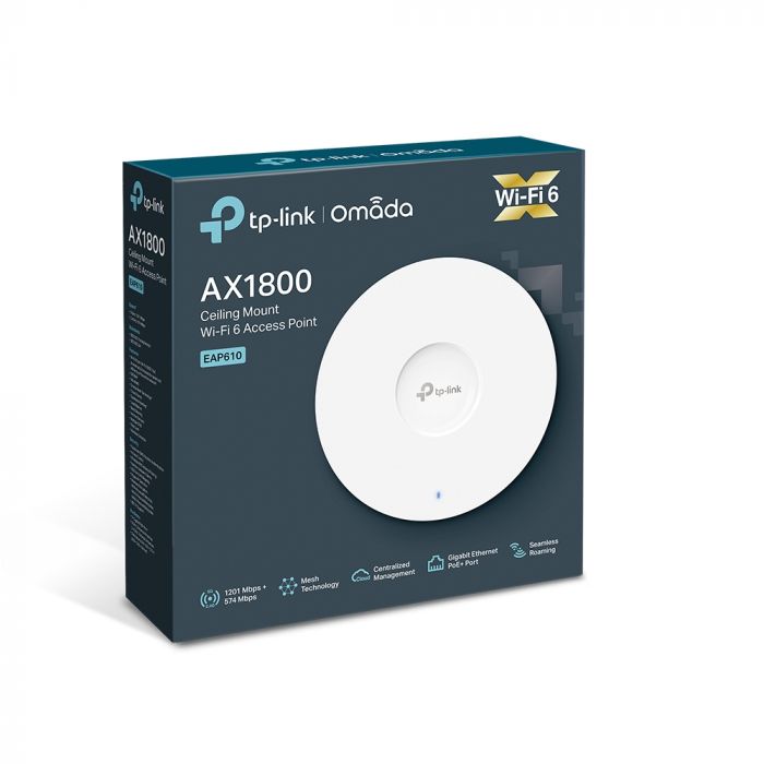 Точка доступу TP-LINK EAP610 AX1800 1xGE LAN PoE MU-MIMO стел