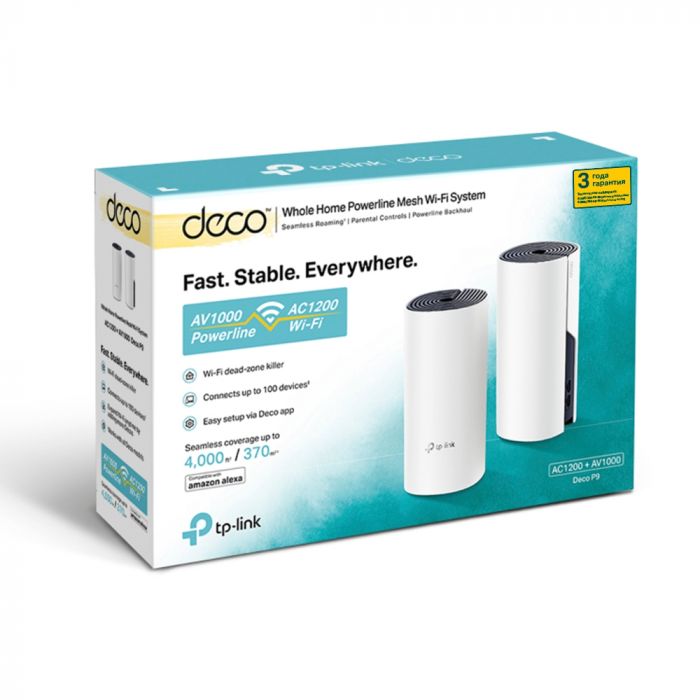 Маршрутизатор TP-LINK DECO P9 2PK AC1200+AC1000 2xGE LAN/WAN Powerline MESH