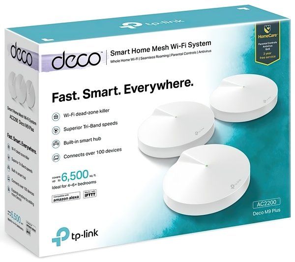 Маршрутизатор TP-LINK DECO M9 plus 3PK AC2200 2xGE LAN/WAN 1xUSB 2.0 MU-MIMO Zigbee MESH 3-band