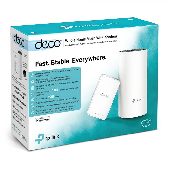 Маршрутизатор TP-LINK DECO M3 2PK AC1200 2xGE LAN/WAN MU-MIMO MESH (M4R+M3W)