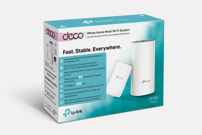 Маршрутизатор TP-LINK DECO E3 2PK (Deco E4R +Deco M3W) AC1200 2xFE LAN/WAN MU-MIMO MESH