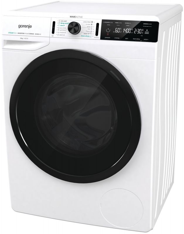 Пральна машина з фронт. загр. Gorenje WA84CS, 8кг, 1400, A+++, Пара, глибина 55см, Дисплей, Білий