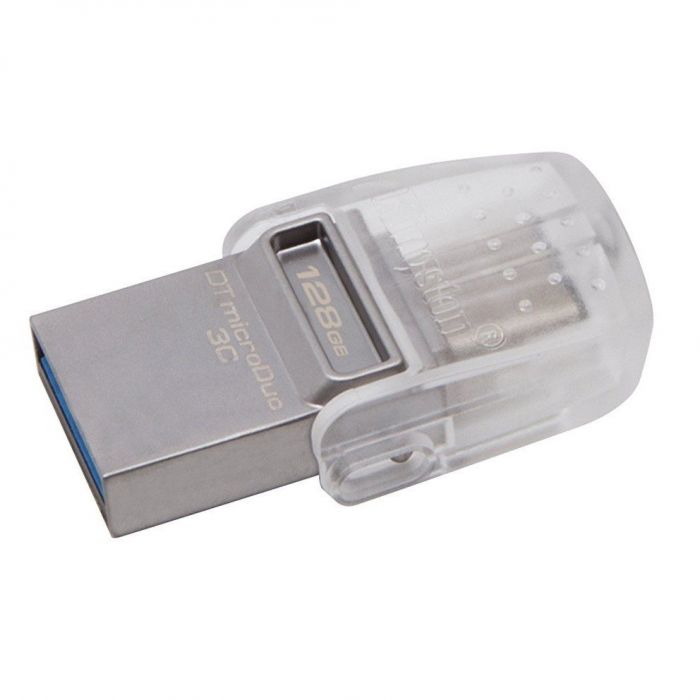 Накопичувач Kingston  128GB USB 3.1+Type-C DT Micro Metal Silver