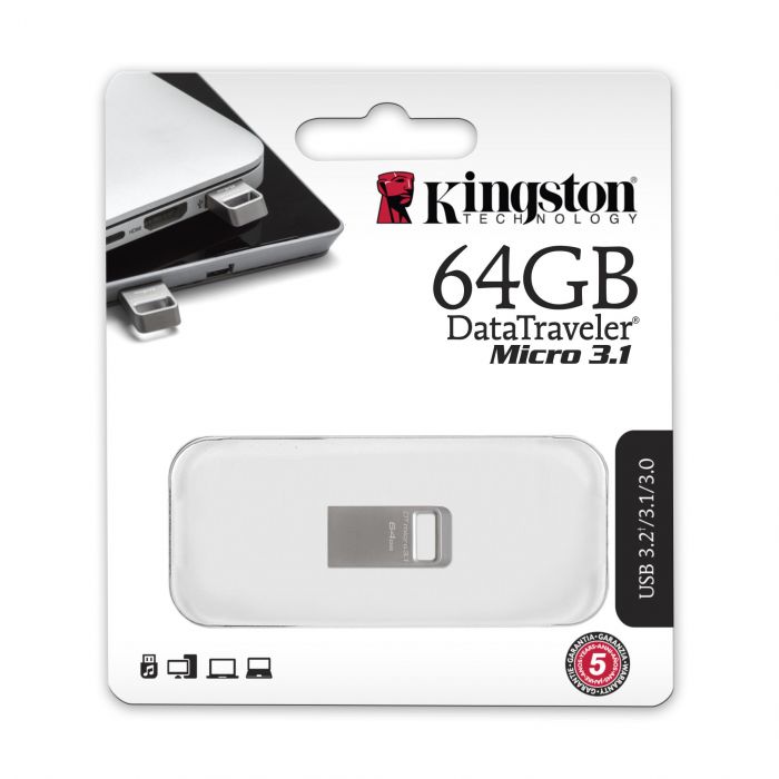 Накопичувач Kingston   64GB USB 3.2 Gen1 DT Micro R200MB/s Metal