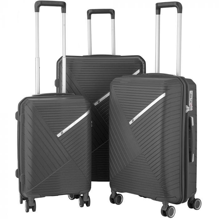 Набір пластикових валіз 2E, SIGMA,(L+M+S), 4 колеса, графіт