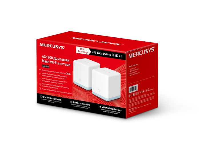 Маршрутизатор MERCUSYS HALO S12 2PK AC1200 2xFE LAN/WAN MU-MIMO MESH